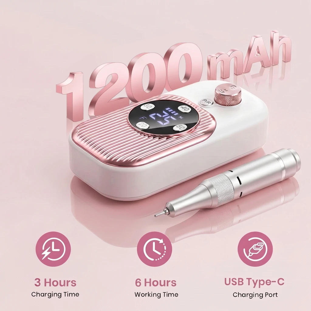 50000RPM High-Speed Electric Nail Drill for Acrylic Nails 30S Quick Removal Low Noise Long-Lasting Manicure And Pedicure Tool view 6