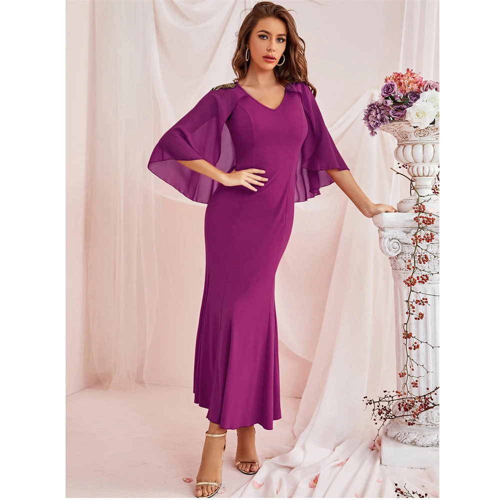 2023 New Muslim Women Abaya Elegant Ruffle Sleeve Maxi Dresses Bodycon Turkey Arab Kaftan Isalm Party Gown Femme Vestidos Abayas