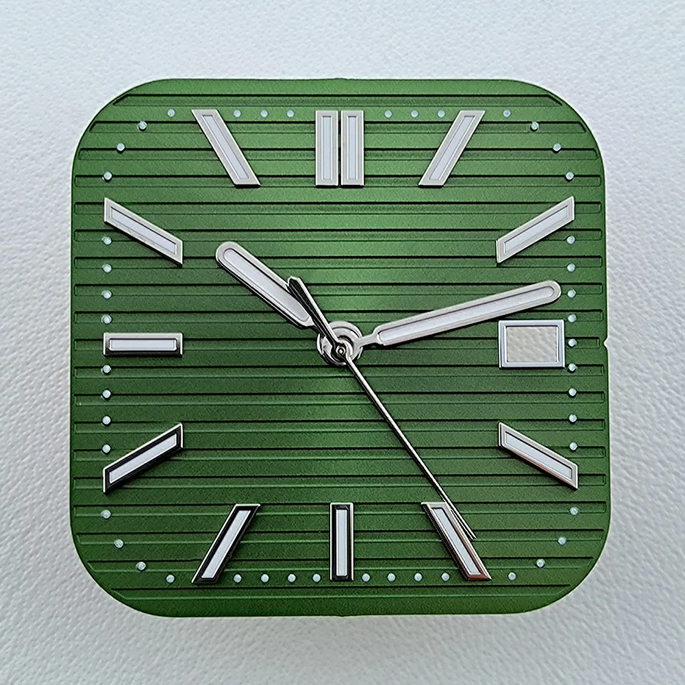 NH35 square dial Watch dial Custom logo Green Luminous men's watch dial fit N H35 movement watch accessories