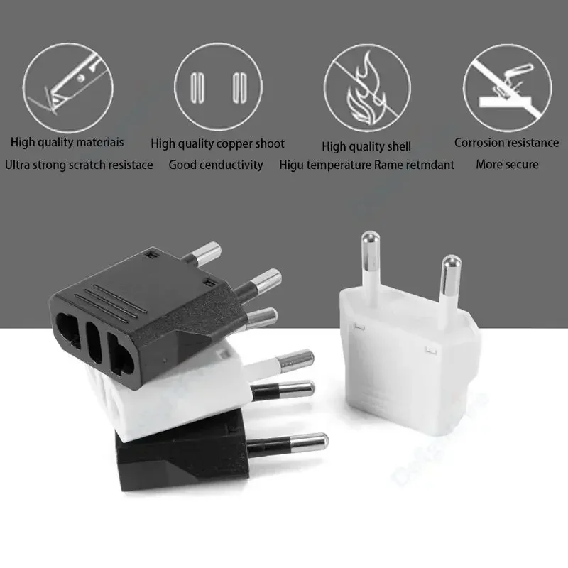 Adaptador de enchufe europeo, convertidor de enchufe de viaje americano, 1-100 piezas, 4,0/4,8mm, UE, EE. UU., Israel a Euro, KR, BR, Brasil