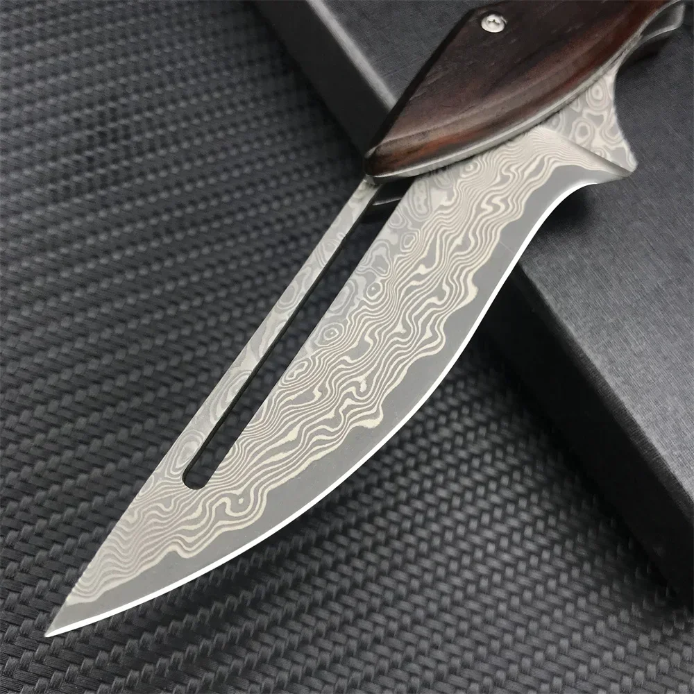 VG10 Damascus Fixed Blade Knife sandalwood Handle handle folding knife Tactical hunting knife camp pocket survival tool