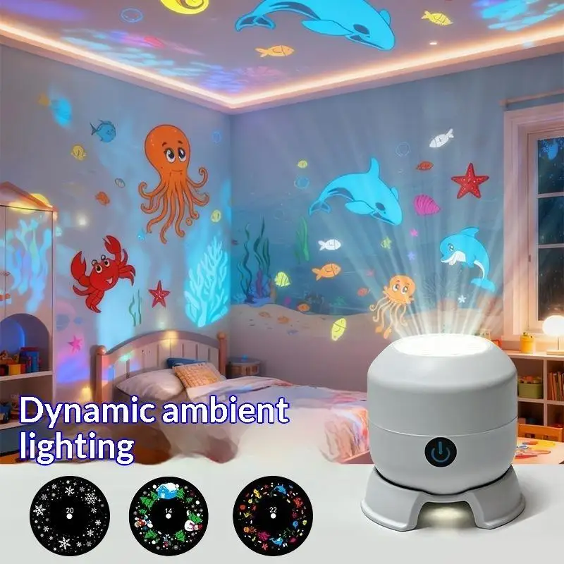 Dynamic Night Light Projector with 3 Projection Effects, Ideal for Bedroom Nursery, Festival Gift