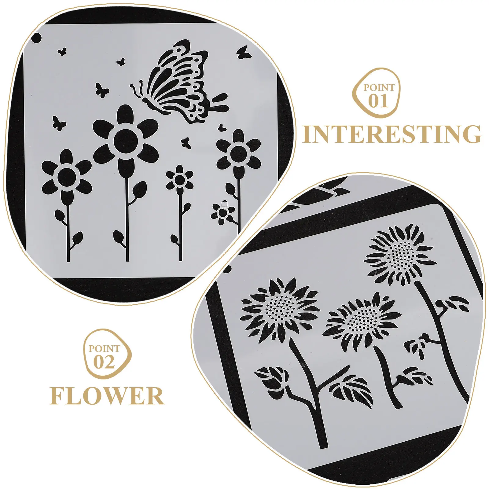 1Set Sunflower Stencils Multi-Use Painting Templates Smooth Surface for Painting on Wood Walls Fabric Canvas Reusable