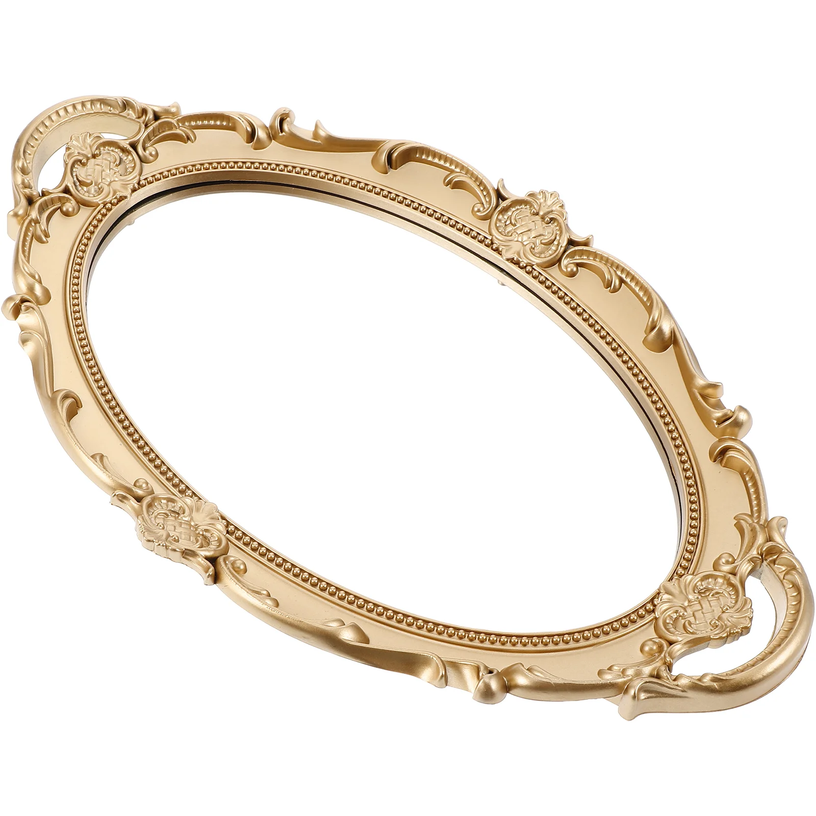 French Court Style Embossed Gold Makeup Mirror Oval Wall Decorative Vintage Baroque Large Irregular Frame Elegant Home
