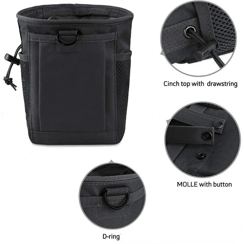 Tactical Molle Drawstring Magazine Dump Pouch Adjustable Military Utility Belt Waist Pack Hip Holster Bag Outdoor Storage Bag