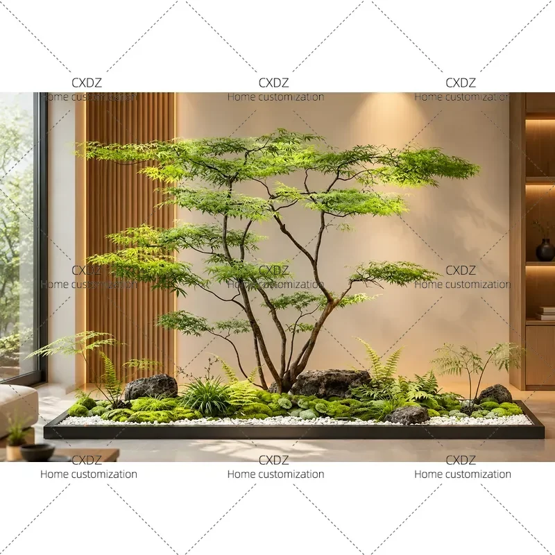 Simulation Green Plant Chicken Feet Maple Fake Foliage for Landscaping Window Display Mall Tea Room Bionic Decorative