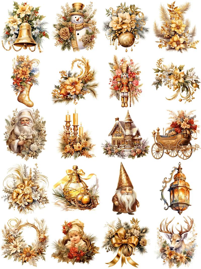 Golden Christmas Stickers Crafts And Scrapbooking stickers kids toys book Decorative sticker DIY Stationery