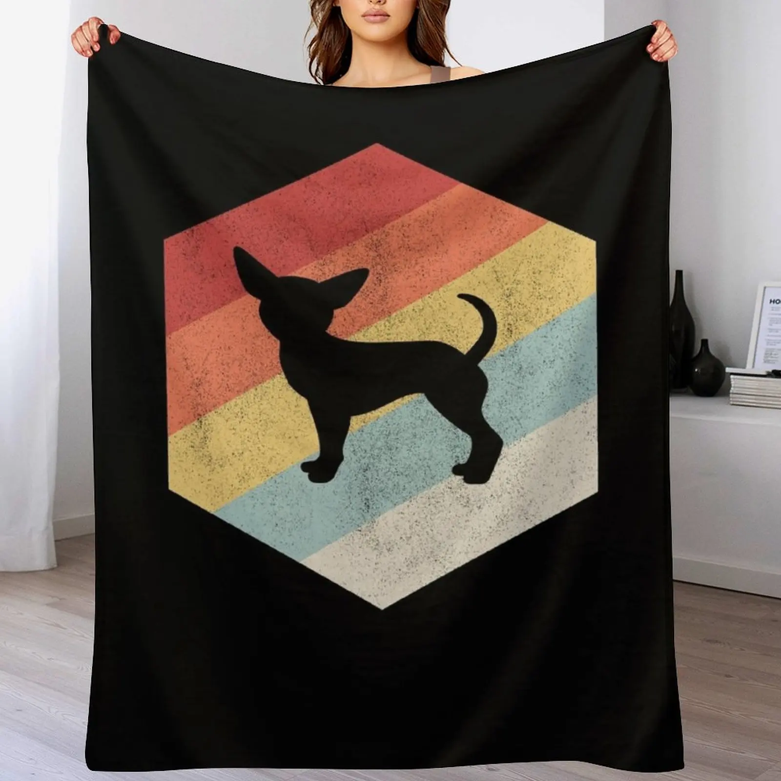 chihuahua dog art retro vintage funny chiwawa gifts Throw Blanket