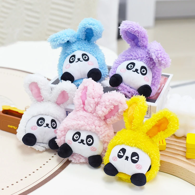 New Creative Panda Rabbit Keychain Pendant For Women Hot Sell Cartoon Cute Bunny Plush Toys Birthday Gift For Kids Jewelry Doll