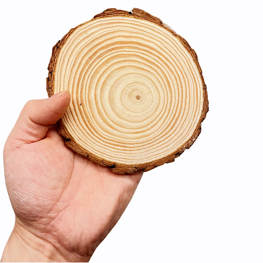 3-12cm di spessore 1 confezione di pino naturale rotondo fette di legno non finito cerchi con dischi di tronchi di corteccia d\'albero artigianato