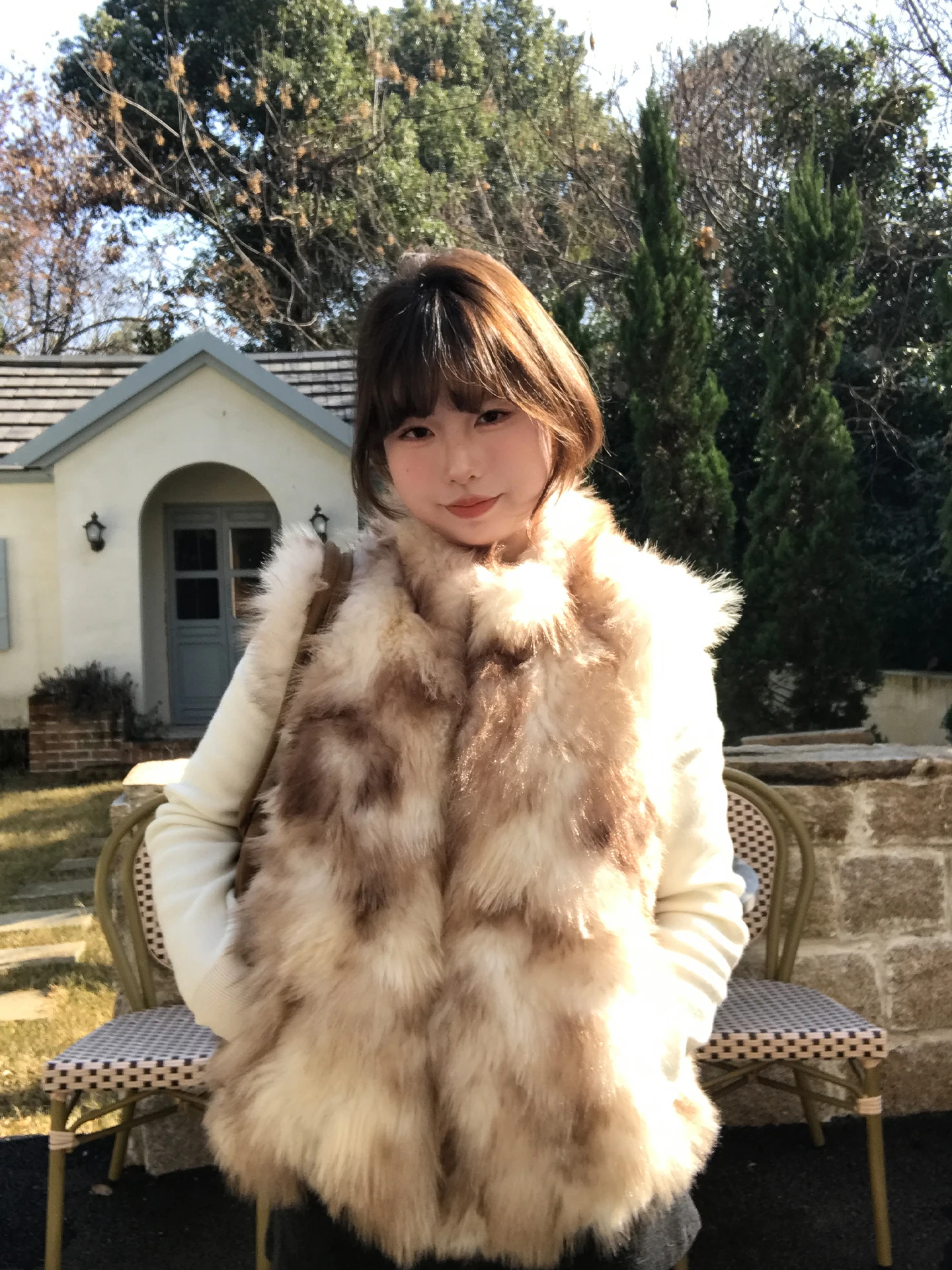 

Женский утепленный жилет из искусственного меха с эффектом омбре, зимний, корейский стиль, экологичный, для активного отдыха