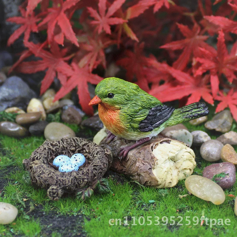 

Simulation Cute Bird Nest Resin Ornament Micro Landscape Fleshy Green Moss Bonsai Garden Decoration for Home And Office