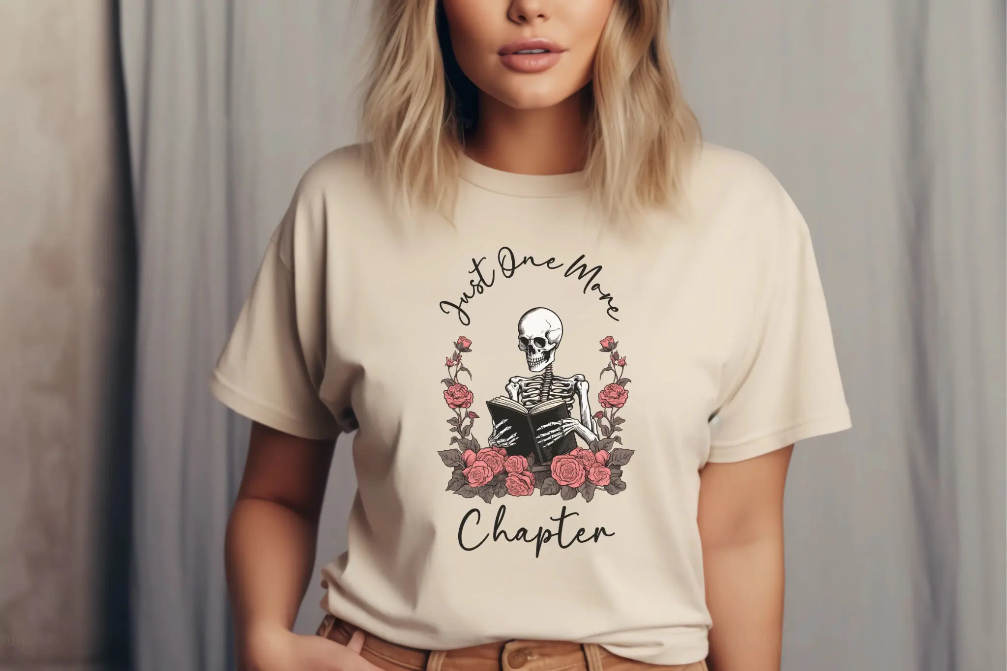 Just One More Chapter Spooky Reading T Shirt Gothic Christmas for Book Lover Librarian Booktok Whimsigoth Reader Smut Wife