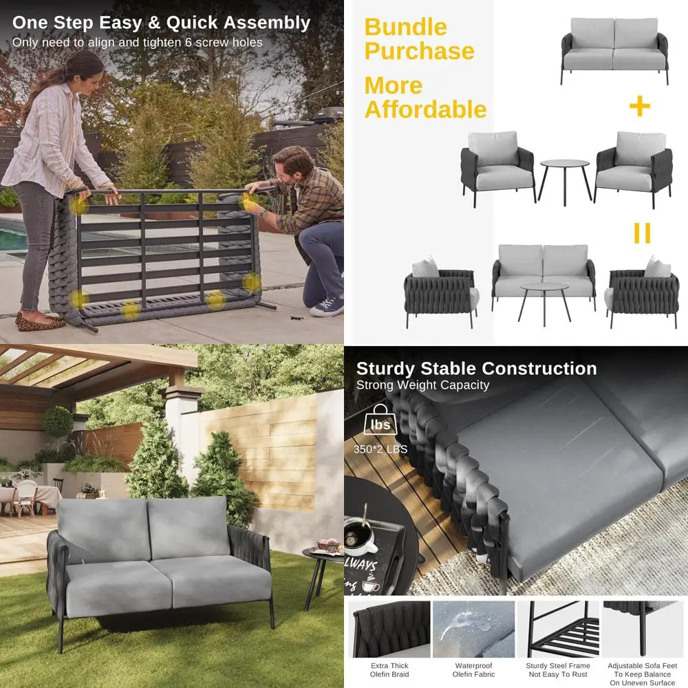 

Двухместный диван Lie Chatter, уличная мебель, 2-местное сиденье с толстыми моющимися подушками, глубокое сиденье для сада, веранды, балкона, заднего двора