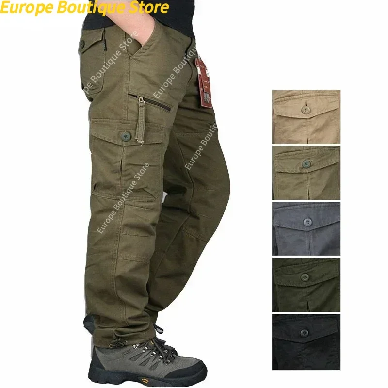 Image of Pantaloni da escursionismo da campeggio Pantaloni cargo da uomo in cotone Pantaloni dritti Pantaloni larghi multitasche cod004