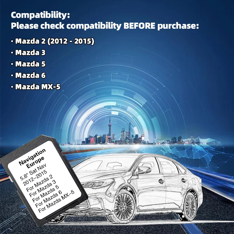 Car Sat Navi AVN1 GPS Card Update Maps Data 8GB 2023 2024 Version Maps EU Britain Navigation SD Card for Mazda 2/3/5/6/MX-5