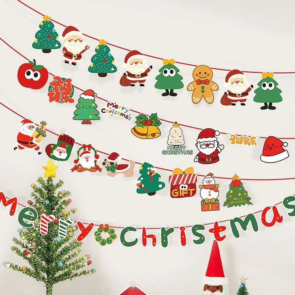 Paper Christmas Banner Christmas Theme Wall Hanging Merry Christmas Decor Pull Flag Design Hanging Ornaments Festive Season