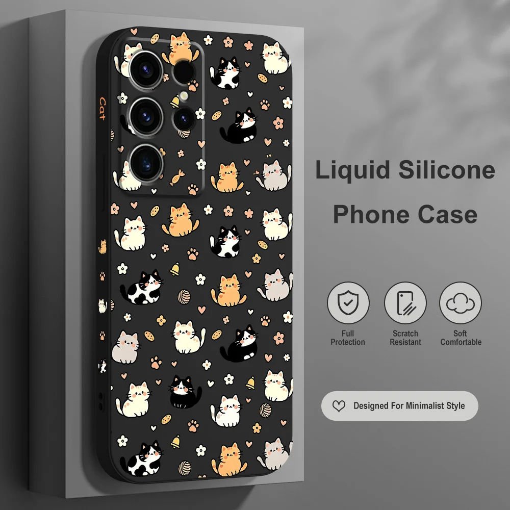 Flower Cat Phone Case For Samsung Galaxy S26 S25 Edge S24 S23 S22 S21 S20 S10 FE Plus Ultra Silicone Soft Cover