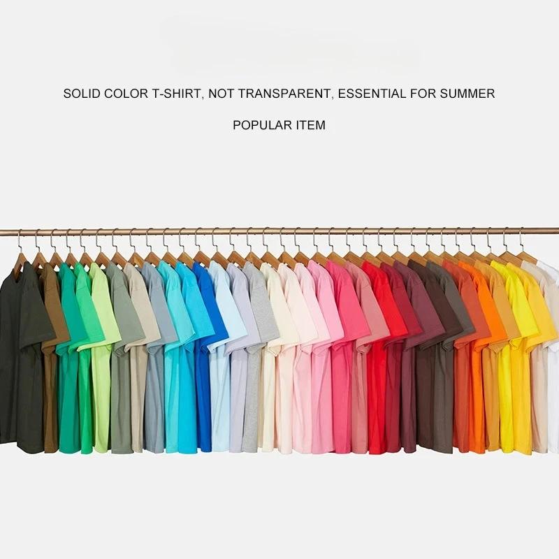 

Loose Cotton Solid Tshirts Men Woman Short Sleeve Fashion Brand Trend Couple Clothing Tees Customized Candy Color Summer Tops