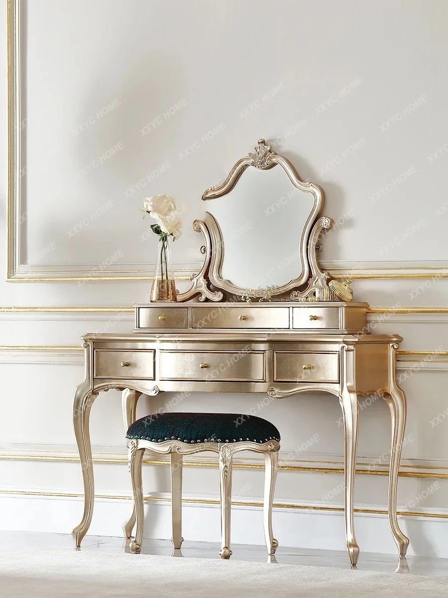 

L light luxury solid wood with pumping dresser -style villa large flat cloakroom master bedroom dressing table