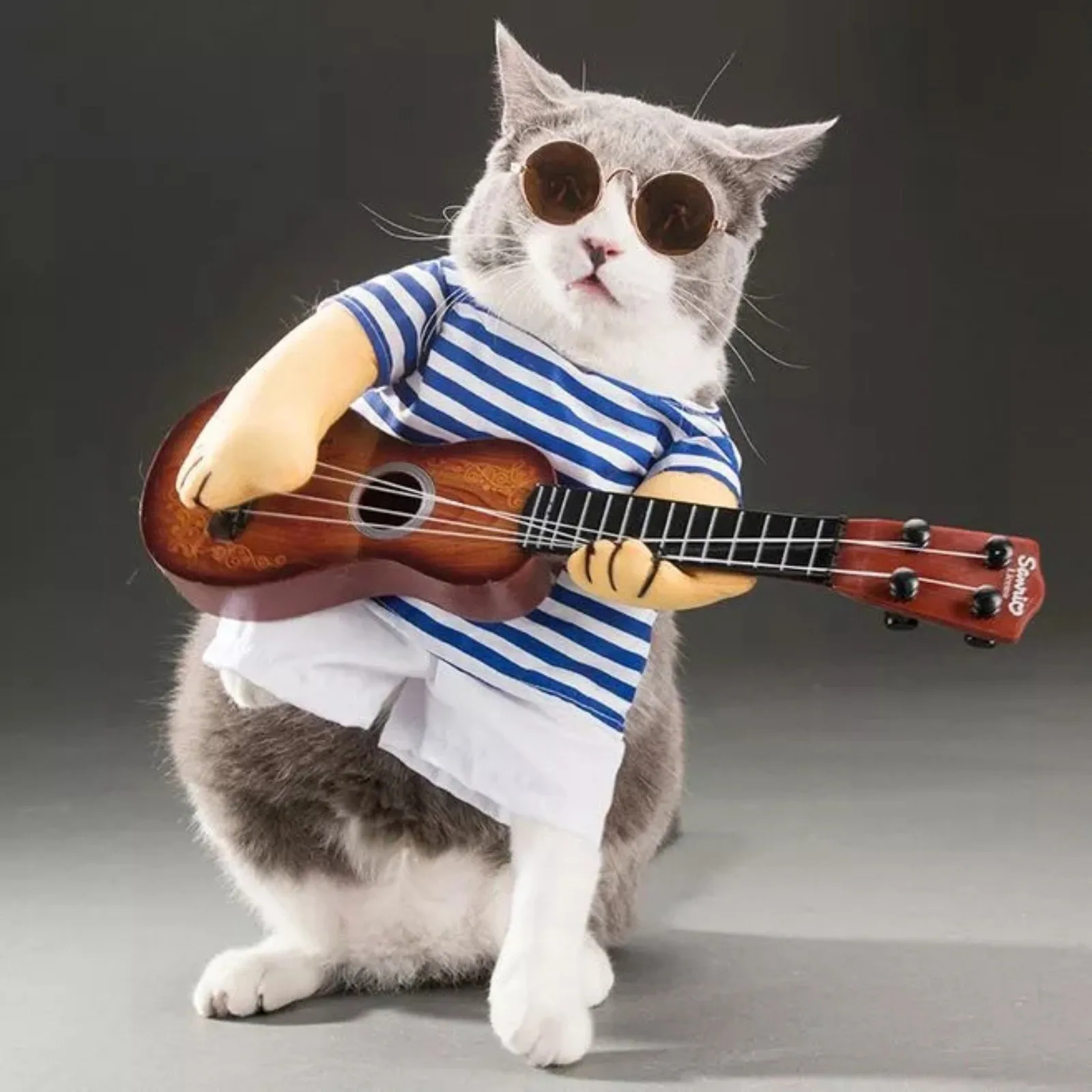 Pet Guitar Costume Funny Dog Costumes Guitarist Player Halloween Christmas Cosplay Party Dog Cat Clothes Dressing Up Outfits