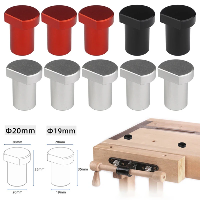 

5PCS Aluminum Alloy Workbench Peg Brake Stops Clamp 19/20mm Workbench Dogs Woodworking Table Limit Block Workshop Tenon Stopper