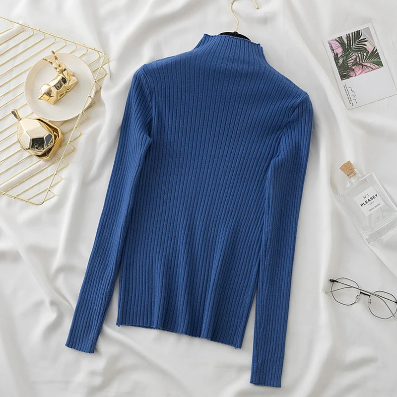 Turtleneck Sweater Mujer 2023 Autumn Winter Womens Clothes Button Pullover Sweaters Women Long Sleeve Slim Knitted Tops Female