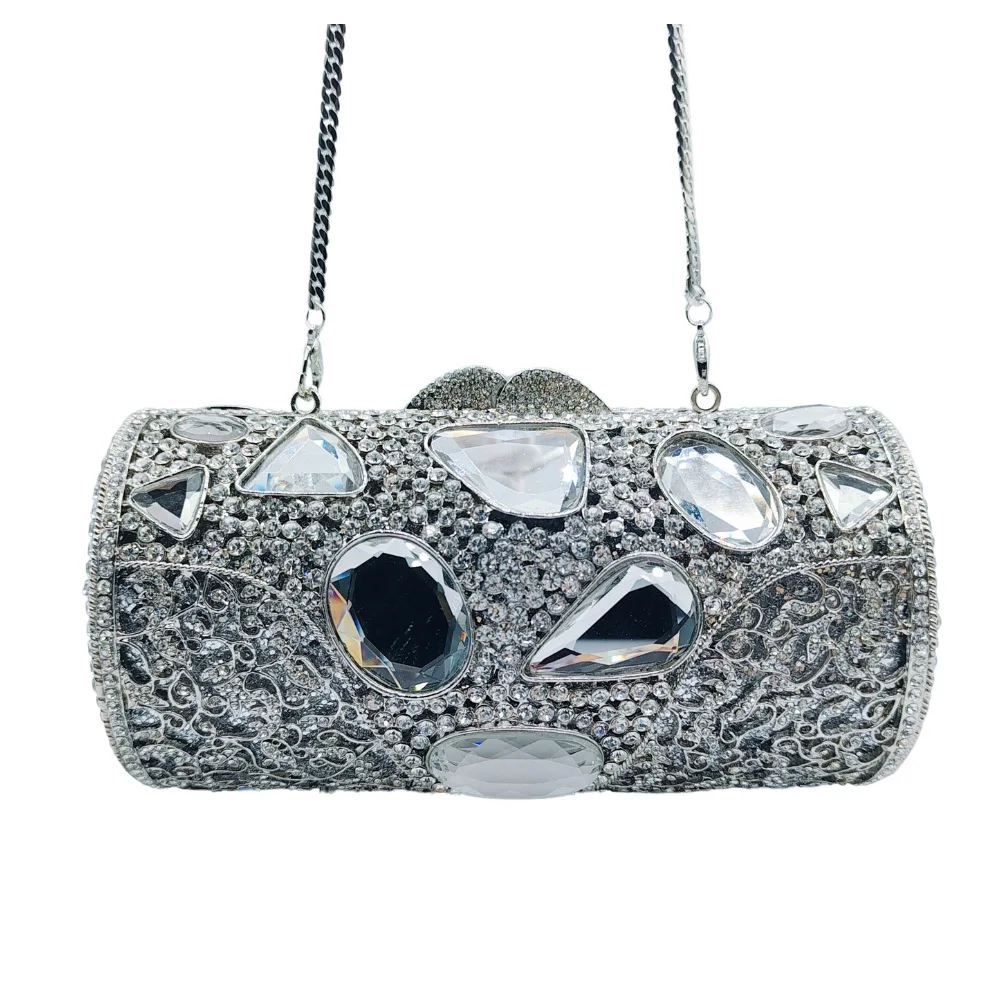 

Clutches Diamond Dinner Bag Hollow Metal Hard Box Diamond Banquet Dress Handbag Women's Rhinestone Purse Bolso Diseñador De Lujo