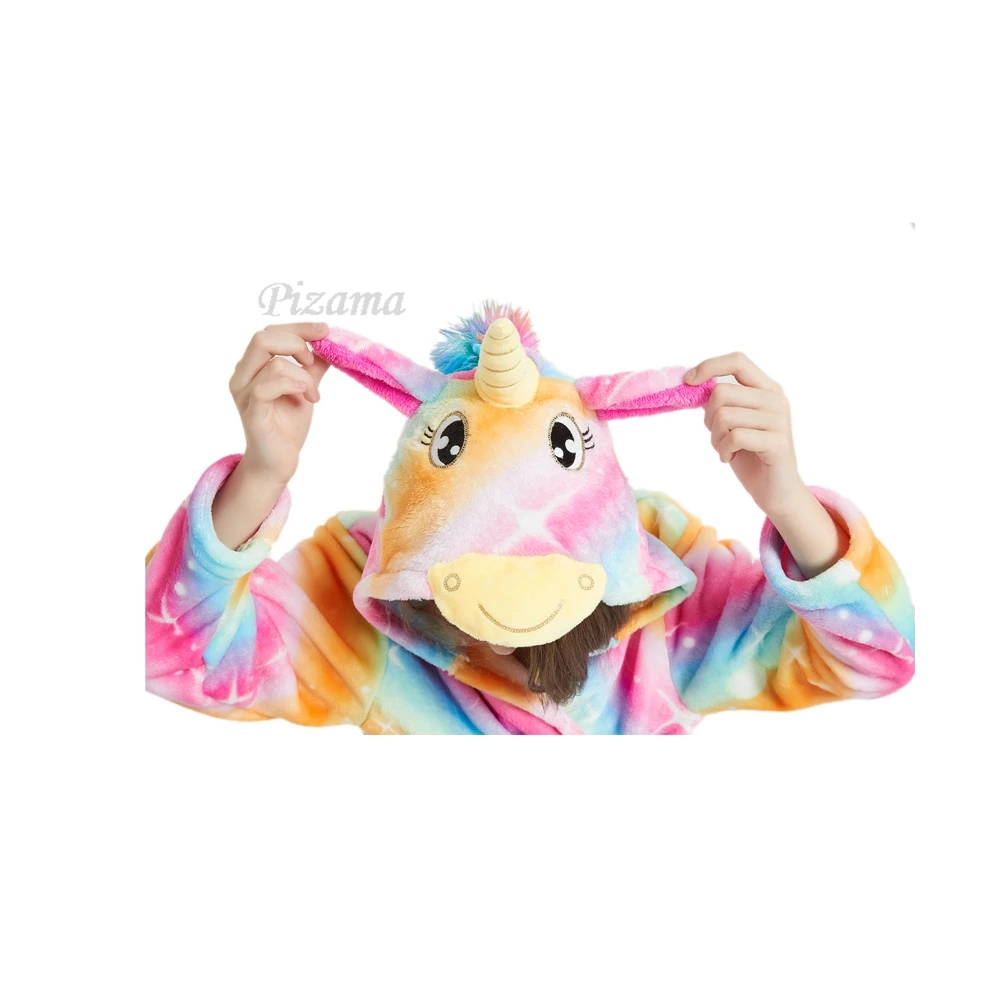 روب حمام كيغورومي أحادي القرن للأطفال ، ملابس نوم للأطفال بغطاء للرأس ، ملابس فانيل دافئة ، ملابس ليلية ، قمصان نوم للفتيات ، شتوية ، #5