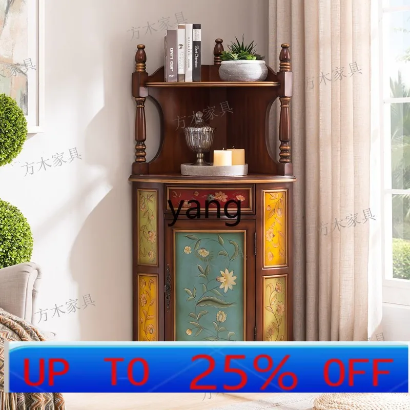 

LH solid wood triangle entrance corner rack dining side wine cabinet