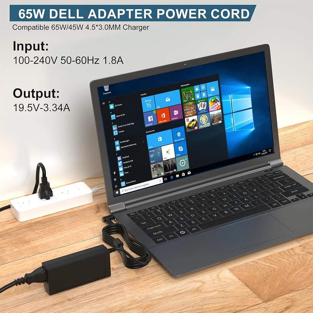 Cargador de 65W para cargador de portátil Dell, adaptador de CA para Dell Inspiron 15 3000 5000 Series 15-3552 3555 3558 3565 3567 5551 5552 5555