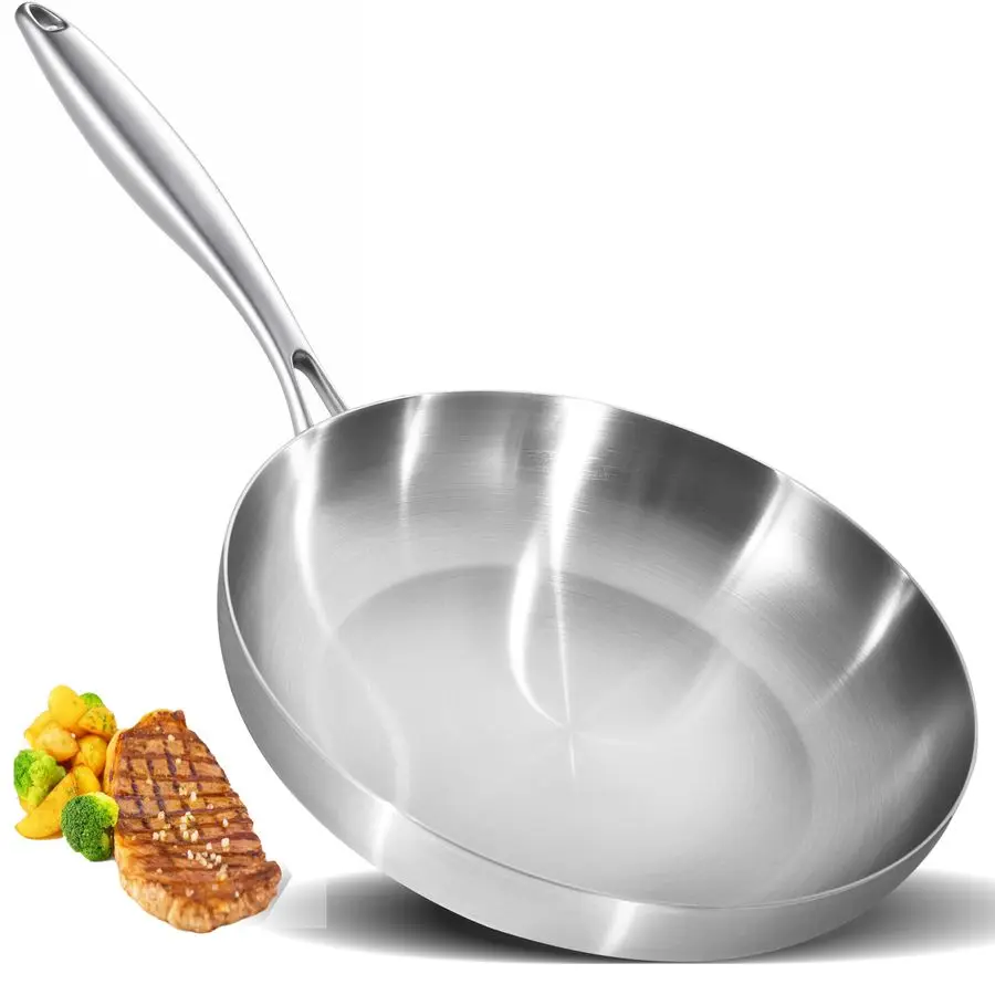 

12 Inch TriPly Stainless Steel Frying Pan Professional Skillet Fast amp Even Heating, Induction amp Oven Safe Cookware for Moder