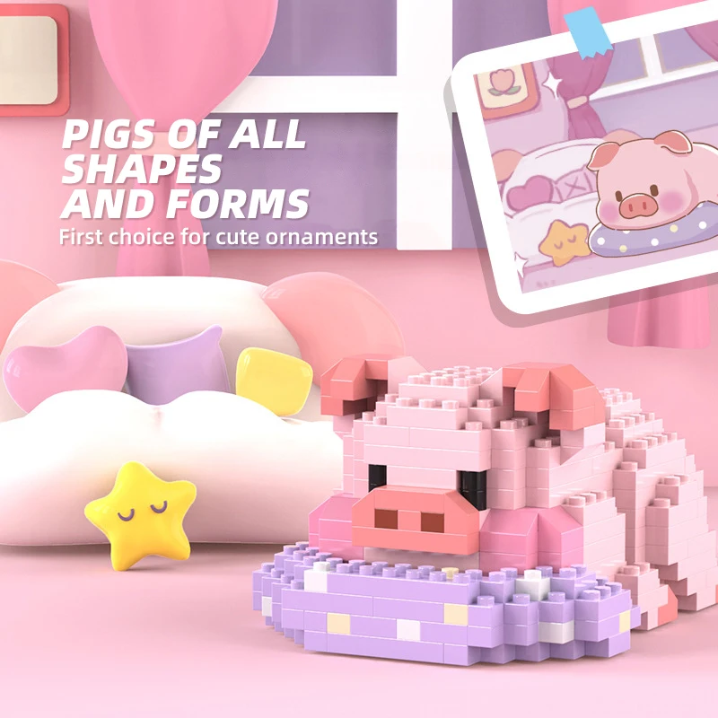 Дневник свиньи, домашнее животное, 3D мини-бриллиантовые блоки, кирпичи, сделай сам, животное, милая модель свиньи, микро строительные блоки, игрушка для раннего обучения, детская игрушка, домашний декор