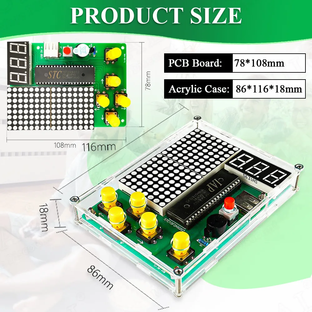 Imagem -04 - Diy Pixel Game Maker Kit com Shell Faça Você Mesmo Eletrônica Projeto de Solda Prática de Solda Aprendizagem Assembly Race Car Games