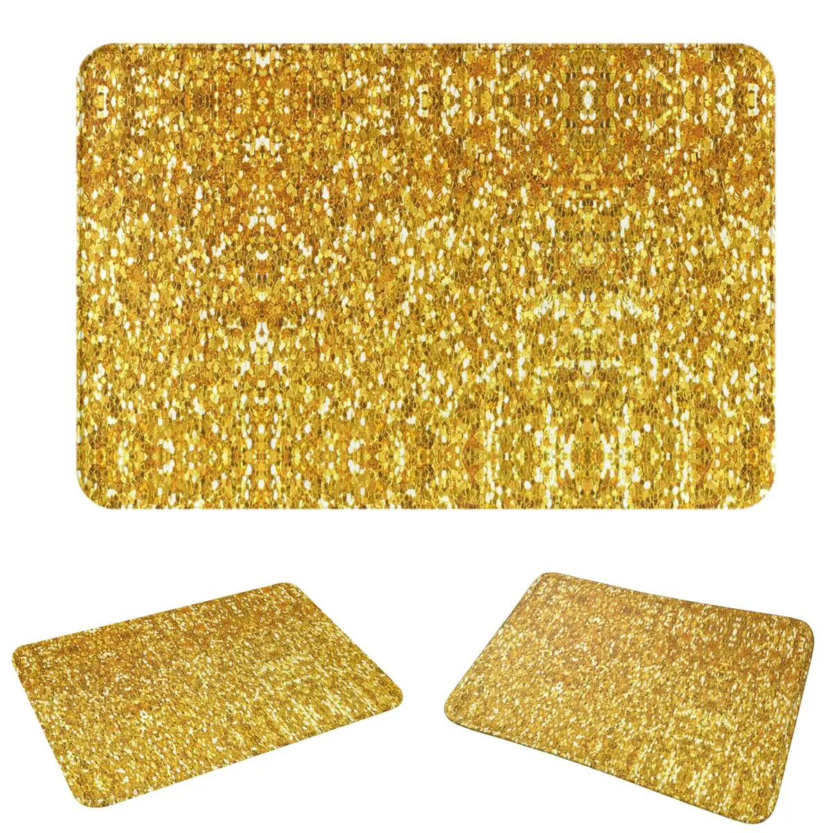 Gold Glitter Sparkle Doormat Dust-proo Carpet Rug Kitchen Entrance Home Floor Mat for Balcony Footpad Mats