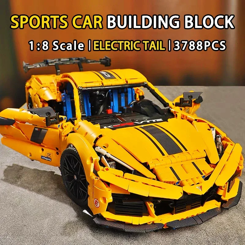 Technical Racing Sport Car Building Block City Mechanical Yellow Speed Vehicle Model Brick Toy For Kid Birthday Gift MOC 3788PCS