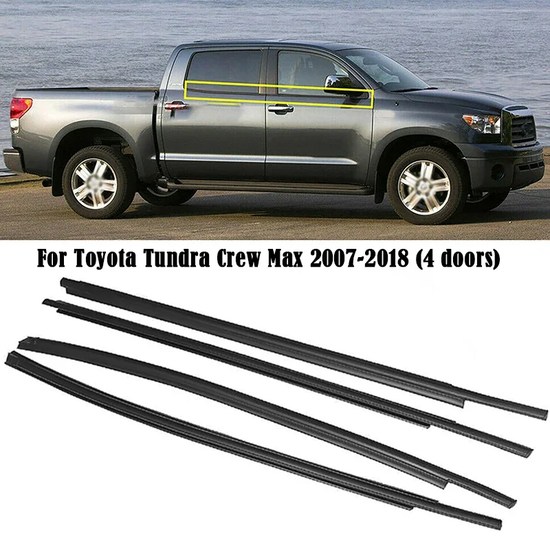 

Car Side Door Windows Weatherstrips Glass Sealing Weather Strips for Toyota Tundra Crew Max 2007-2018 (4 Doors)