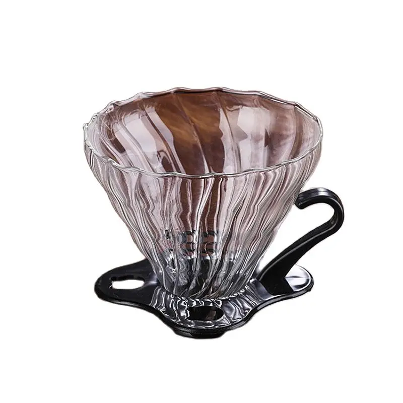 Glass Coffee Dripper, Size 02/ 01, Glass Dripper, Pour Over Coffee Funnel Dripper Coffee Cone Brewer Filter w/ Removable Base