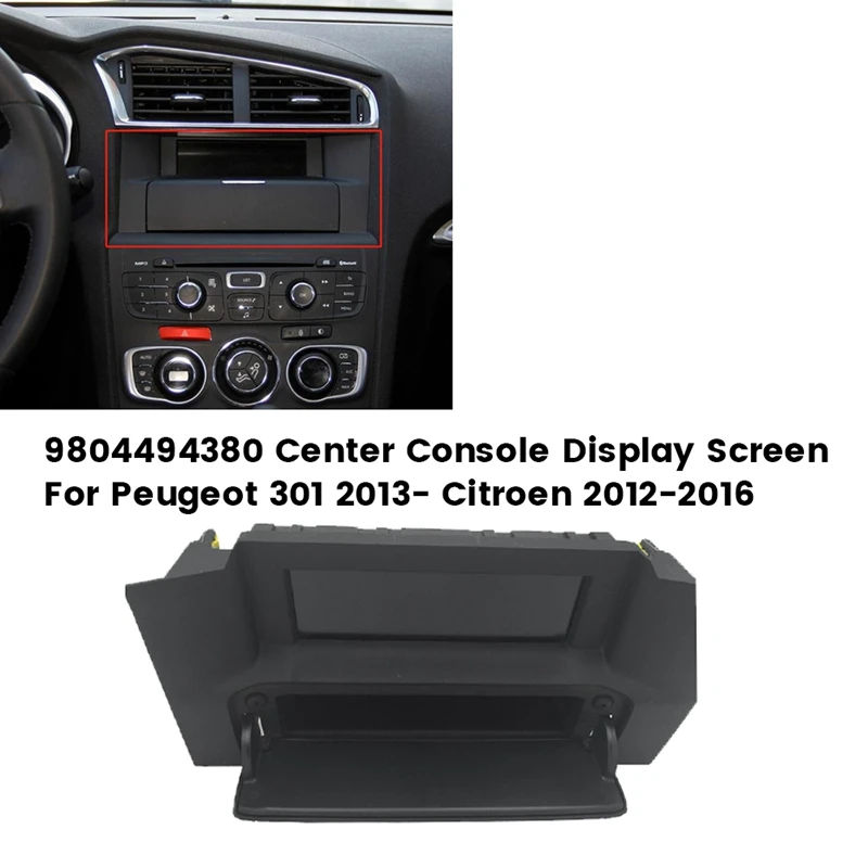 9804494380 Center Console Display Screen For Peugeot 301 2013- Citroen 2012-2016 Car Interior Multi-Function Display