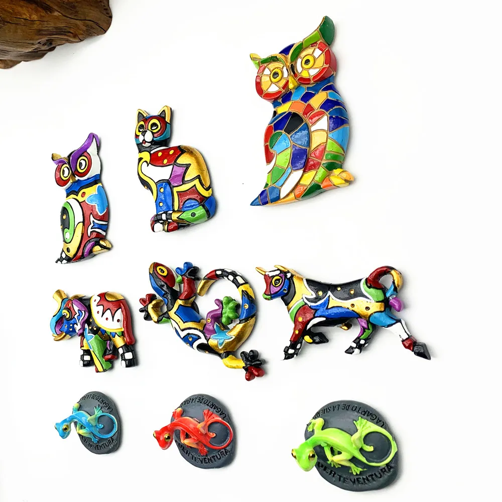 3D Colour Resin Mosaic Animals Owl Lizard Elephant Refrigerator Magnetic Tourist Souvenirs Stickers,Home & Kitchen Fridge Magnet