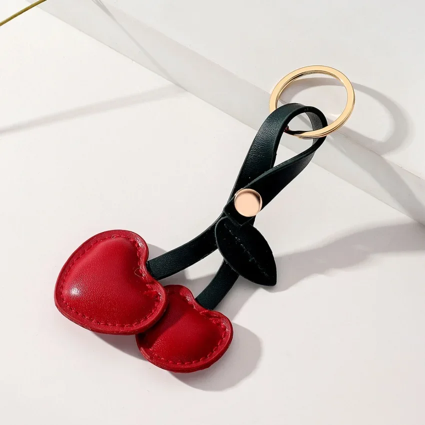 Cherry Pendant Key Chain Creative Leather KeyChain Leading Men And Women Car Key Ring