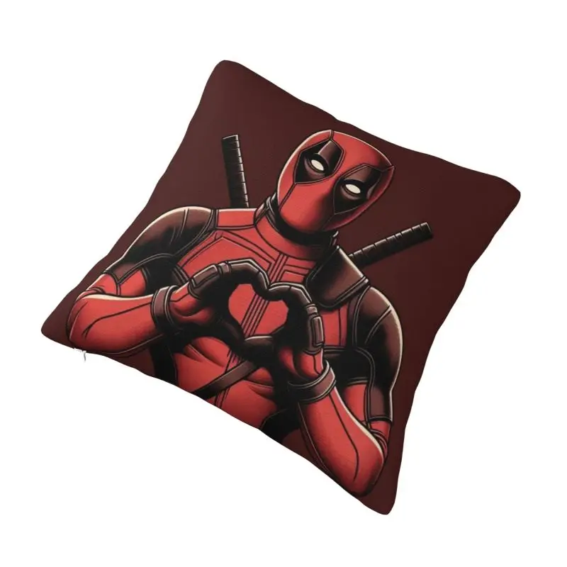 Custom Deadpool Heart Love Pillow Case Chair Cushion Cover Square Pillowcase