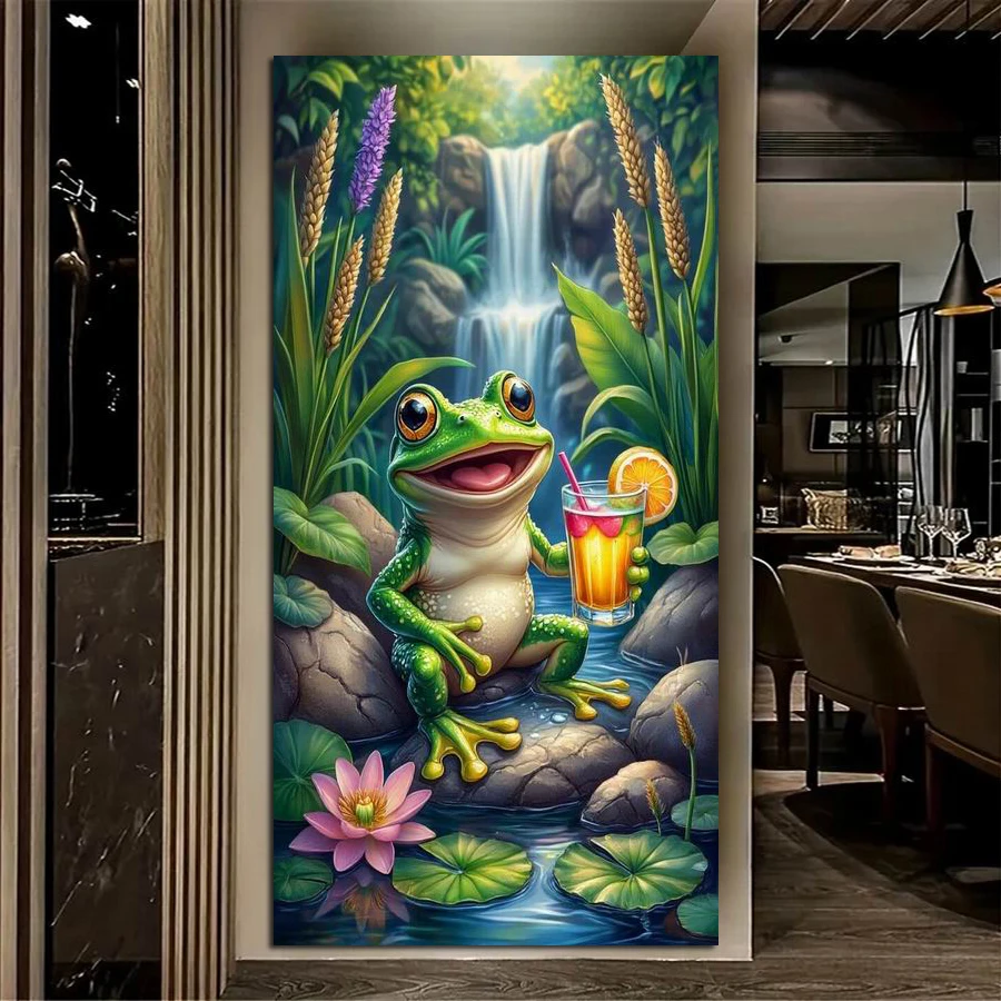 

Лягушки напиток сок картина большой размер Diy алмазная живопись лотос пейзаж водопад полная квадратная круглая дрель мозаика наборы для вышивки