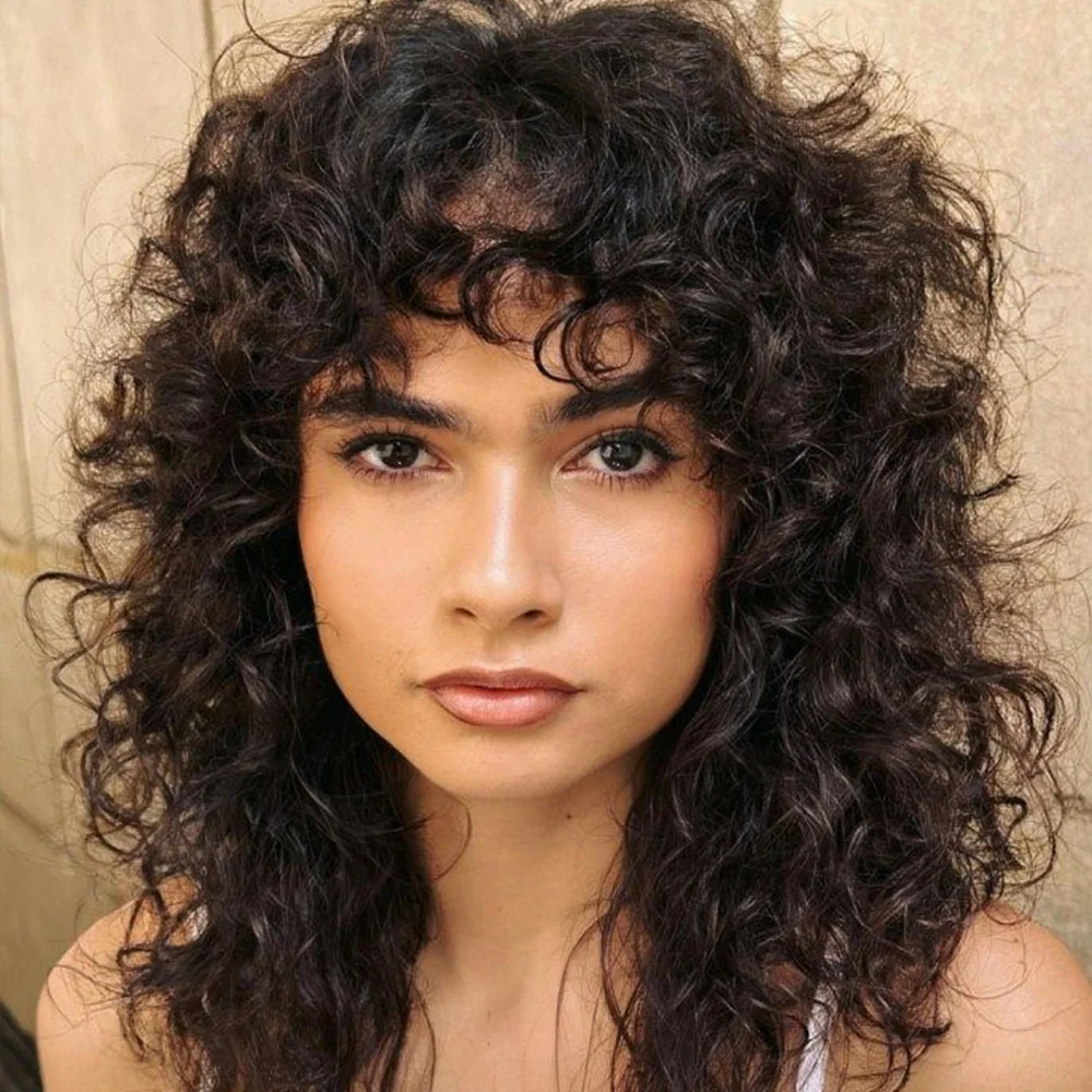 Jerry Curl Short Pixie Cut Full Machine Made Wig With Bang Natual Black Pixie Cut Human Hair Wigs