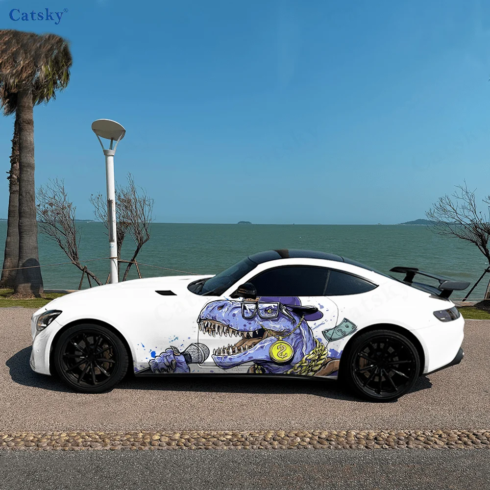 

Наклейки на боковую часть автомобиля в стиле хип-хоп с изображением тираннозавра, самоклеящиеся, из водонепроницаемого и устойчивого к царапинам ПВХ, аксессуар для автомобиля, подарок