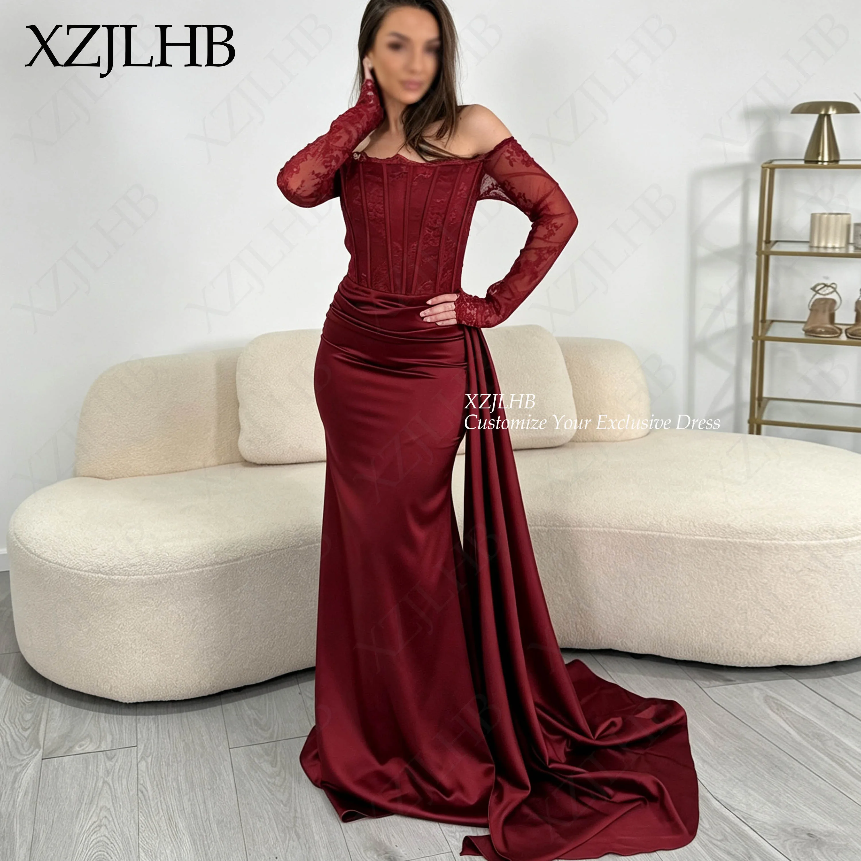 XZJLHB Satin Personalized Evening Dresses Mermaid Backless Elegant فساتين سهرة Regular Sleeves Corset 2026 Formal Party Gowns