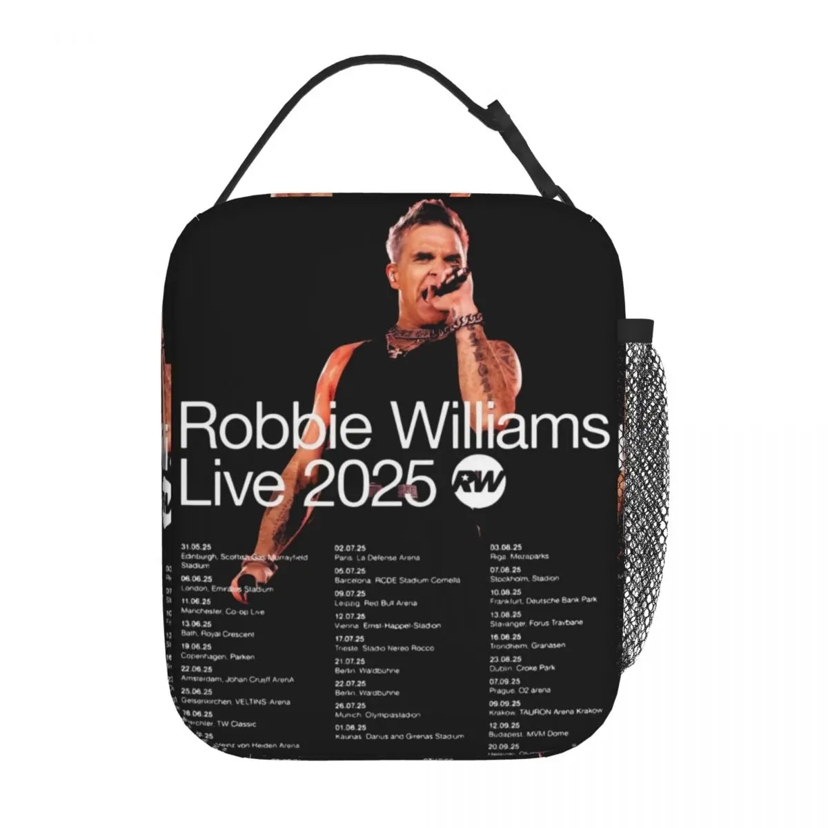 Isolierte Lunchtasche, Robbie Williams Live 2025, Tour, Konzert, Lunchbehälter, Ins-Stil, Thermokühler, Bento-Box für die Schule