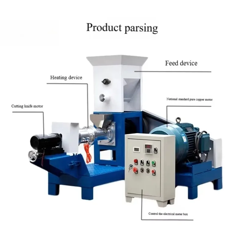 New 2ton/h Small Mini Floating Fish Feed Mixer Pellet Extruder Stainless Steel Electric Engine Pet Food Processing Machinery