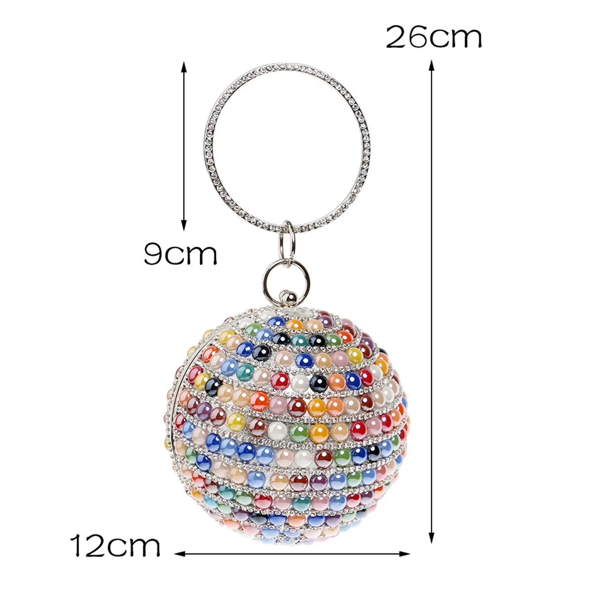 

Beaded Evening Bag Party Clutch Round Shape Women's Handbag Wedding Purse (Multicolor) evening purse women bag