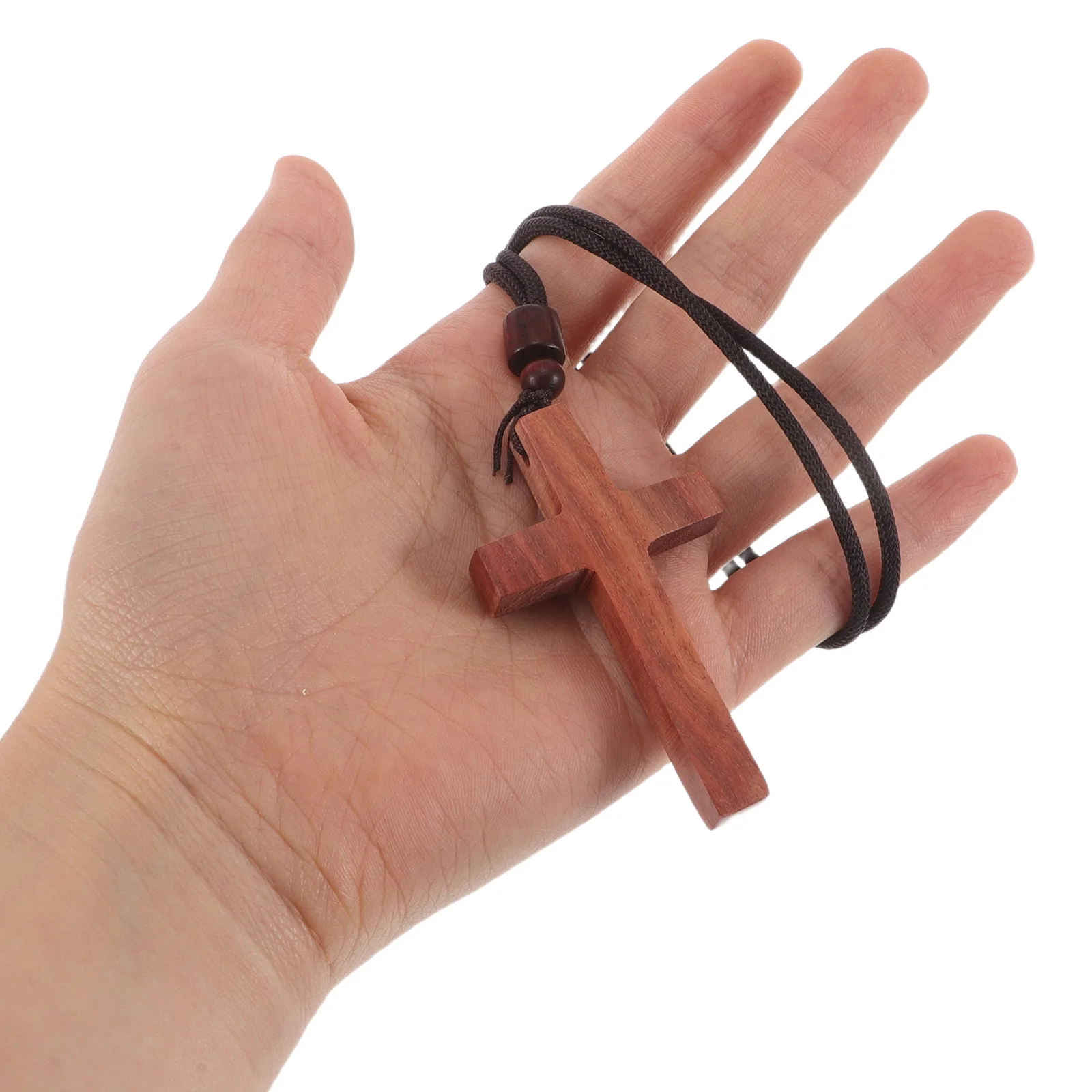 

Wooden Cross Pendant Necklace Sandalwood Lightweight Vintage Crucifix Christian Jewelry Easter Church Gift Wooden